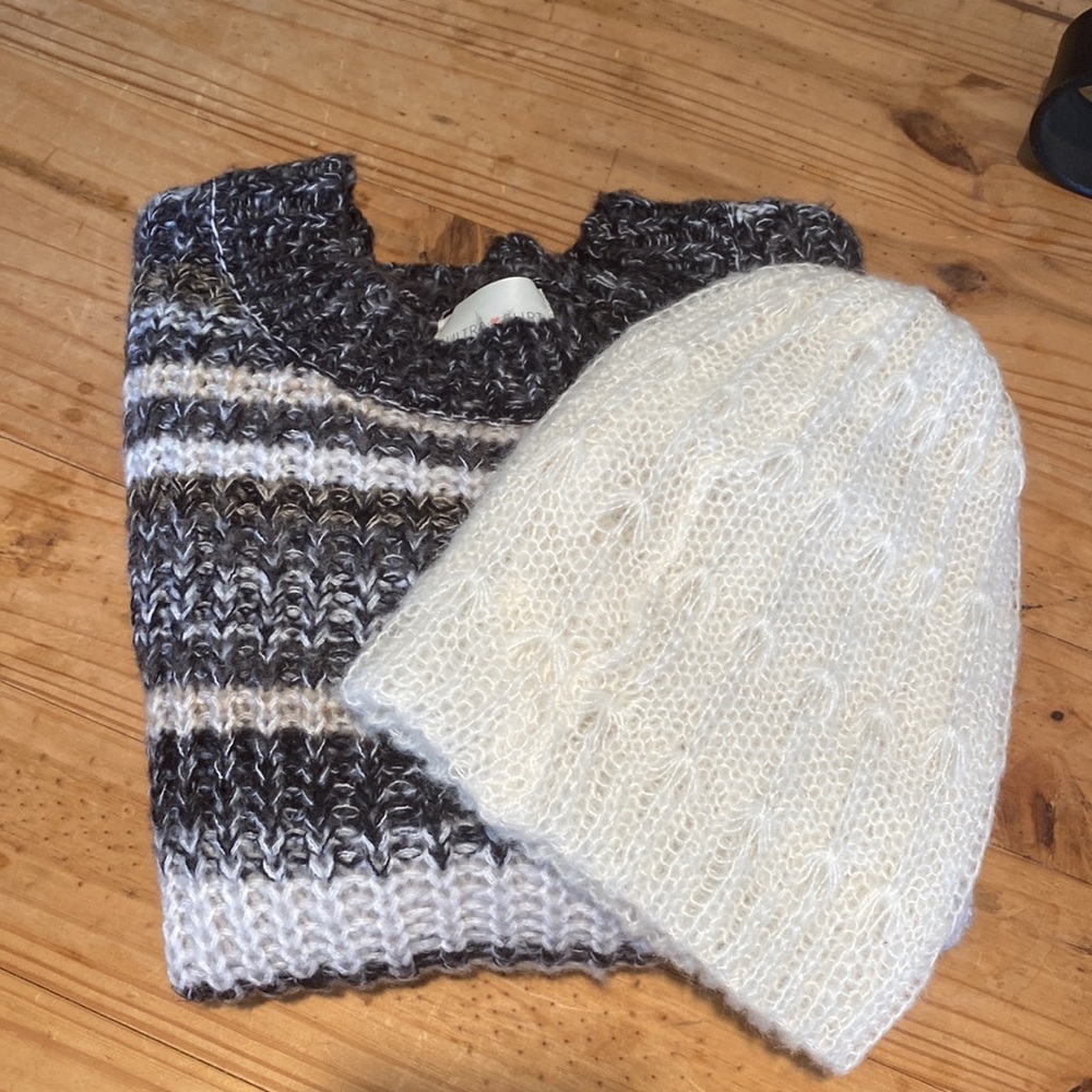 🎉 STARING AT STARS WHITE FLUFFY KNIT CAP‼️